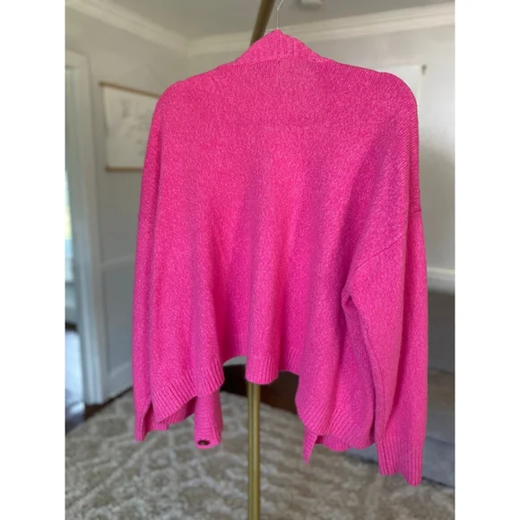 Wild Fable Cardigan Bright Rose Hot Pink 3 Button Barbie Preppy Valentines Boho - Picture 3 of 7